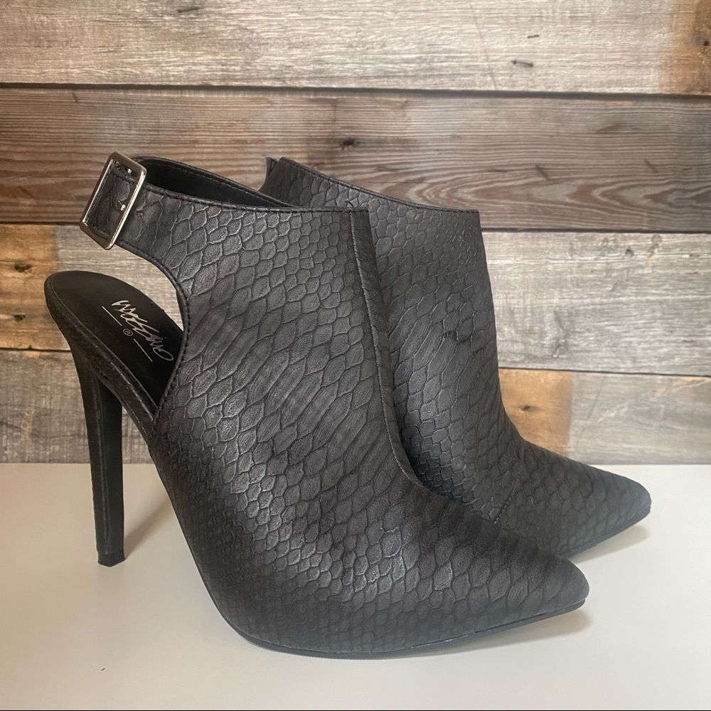 Black Faux Snakeskin Booties